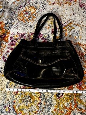 Classic Black Leather Shoulder Bag - Women